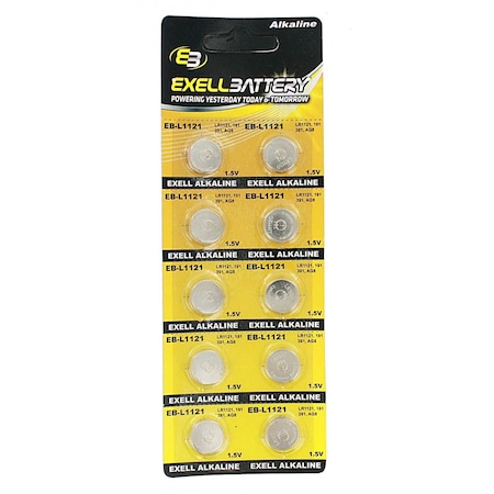 Exell Battery 10p Exell Alkaline 1.5V Watch Battery Replaces AG8 LR1120 391 EB-L1121